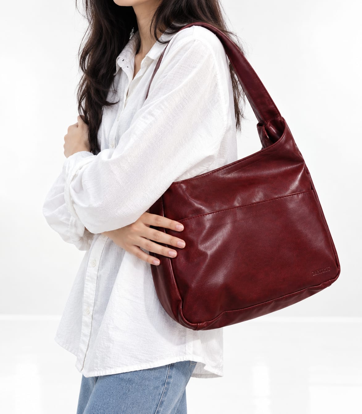 Burgundy Hobo Shoulder Tote Bag
