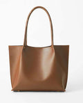 Caramel brown minimalist tote handbag