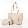 Cream tote bag with matching zip pouch and flap wallet